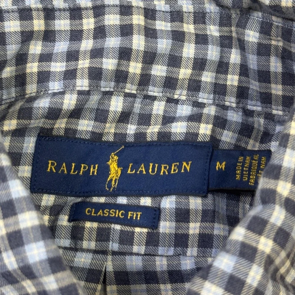 Ralph Lauren Button-Down Shirt Mens Medium Blue Check Long Sleeve Classic Fit